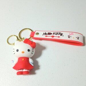 Hello Kitty Key Chain With Red Dress New